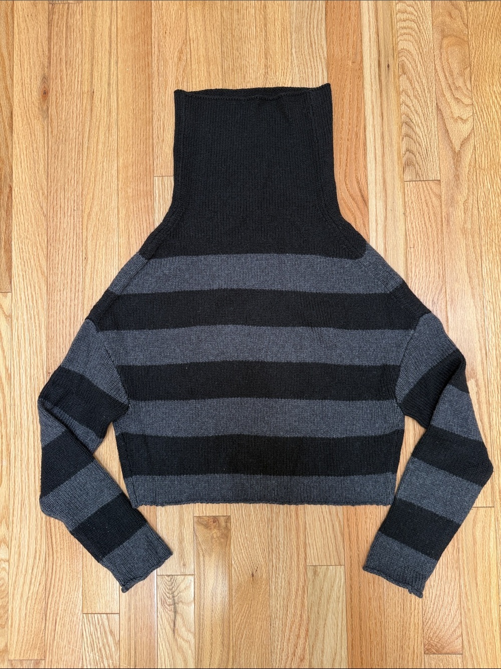 Vince Black and Gray Striped Turtleneck Sweater
